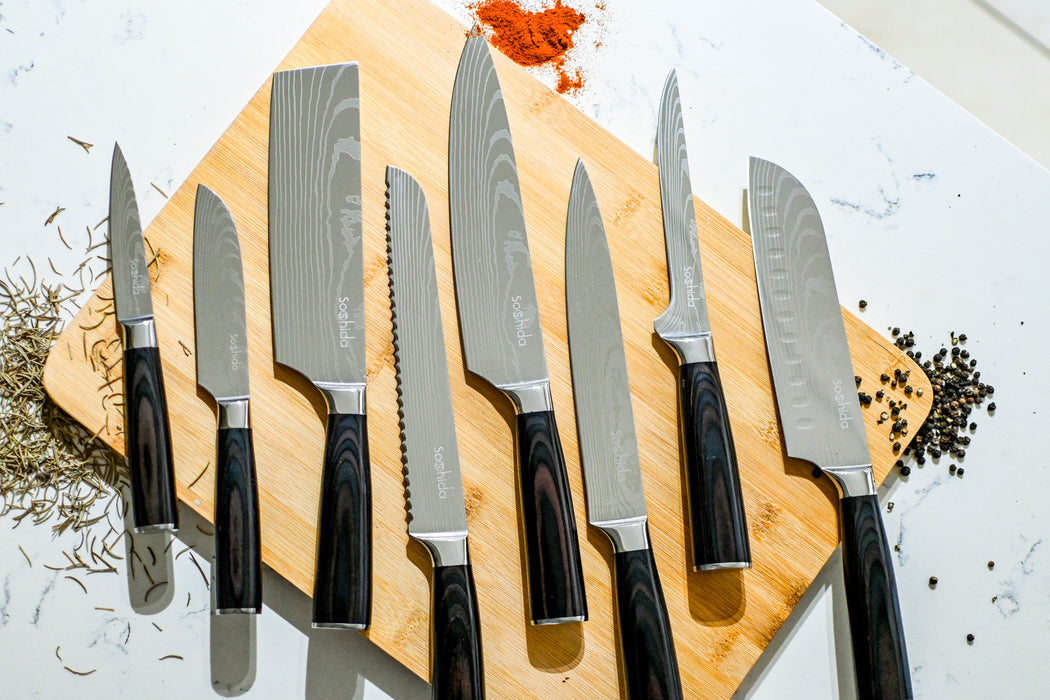 Japanese Soshida 8 Piece Chef Knife Set