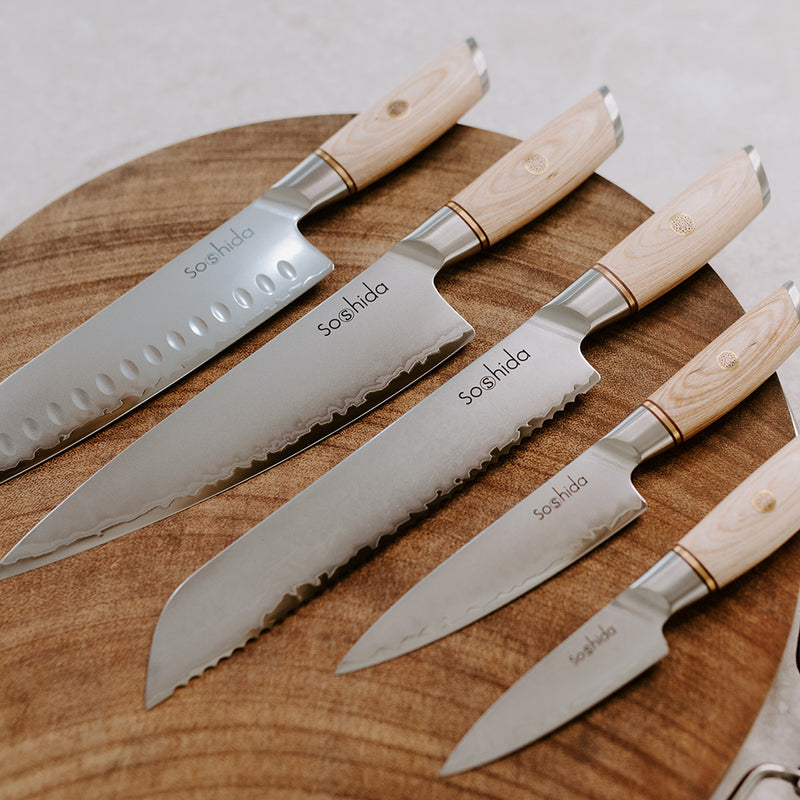 Professional 5 Piece Chef Knife Set & Magnetic Block