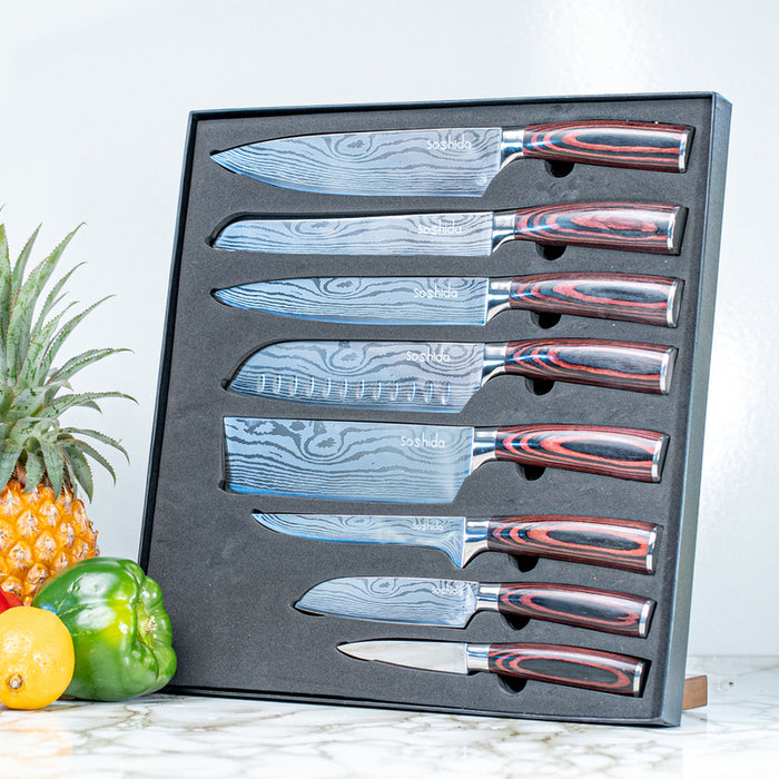 Japanese Soshida 8 Piece Chef Knife Set